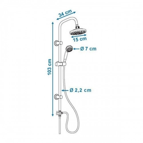 Shower Column Rousseau Sonora 3 Stainless steel ABS Ø 15 cm image 2