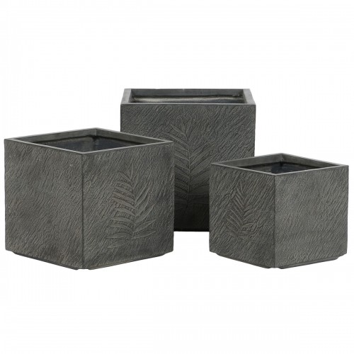 Set of Planters Home ESPRIT Dark grey Fibreglass Magnesium 44,5 x 44,5 x 43 cm (3 Units) image 2