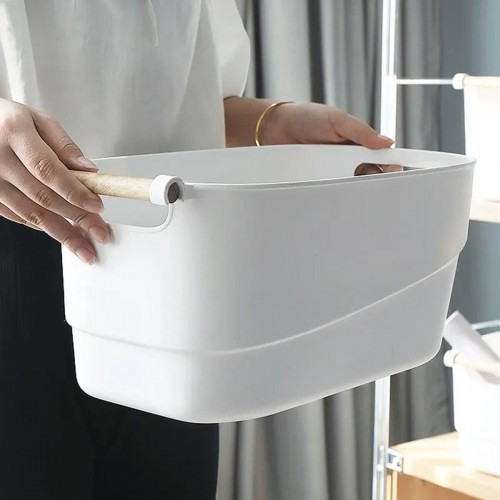 Multi-purpose basket Confortime Plastic With handles Wood 40 x 21,5 x 18 cm (12 Units) image 2