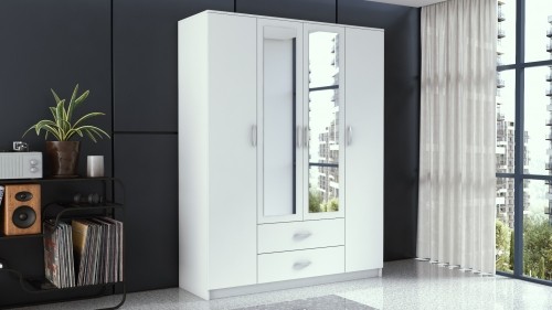 Top E Shop Topeshop ROMANA 160 BIEL bedroom wardrobe/closet 11 shelves 4 door(s) White image 2