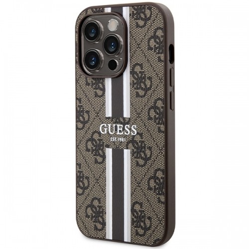 Guess GUHMP15LP4RPSW iPhone 15 Pro 6.1" brązowy|brown hardcase 4G Printed Stripes MagSafe image 2