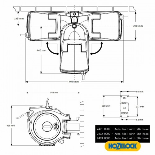 Держатель шланга Hozelock Autoreel 100-000-866 20 m Пластик image 2