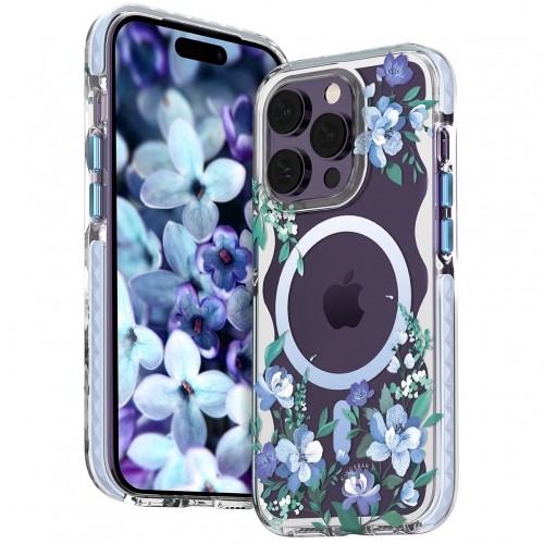 Kingxbar Flora Series magnetic case for iPhone 14 Pro MagSafe decorated with orchid flowers print image 2