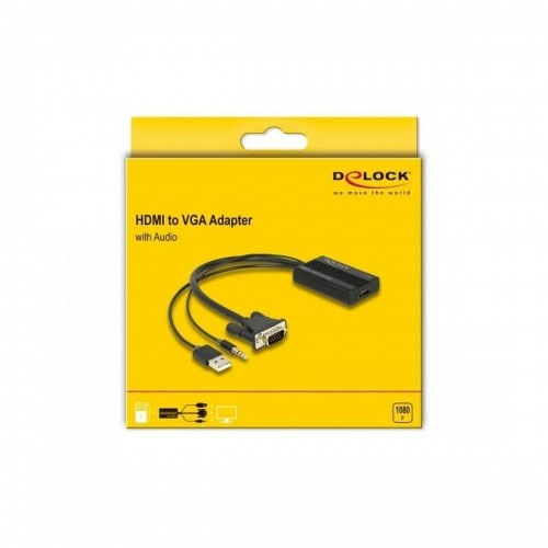 HDMI uz VGA ar Audio Adapteris DELOCK 64172 Melns 25 cm image 2