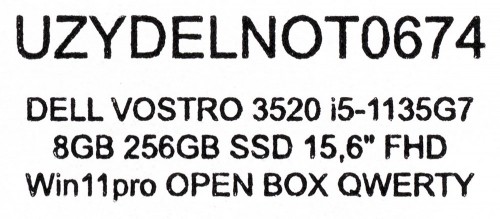 DELL VOSTRO 3520 i5-1135G7 8GB 256GB SSD 15,6" FHD Win11pro OPEN BOX image 2