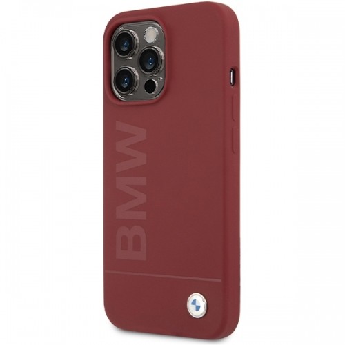 BMW BMHMP15XSLBLRE iPhone 15 Pro Max 6.7" czerwony|red hardcase Silicone Big Logo MagSafe image 2