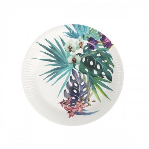 Plate set Algon Disposable Cardboard Tropical 8 Pieces 23 cm (24 Units) image 2