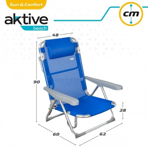 Пляжный стул Aktive Складной Синий 48 x 90 x 60 cm (2 штук) image 2