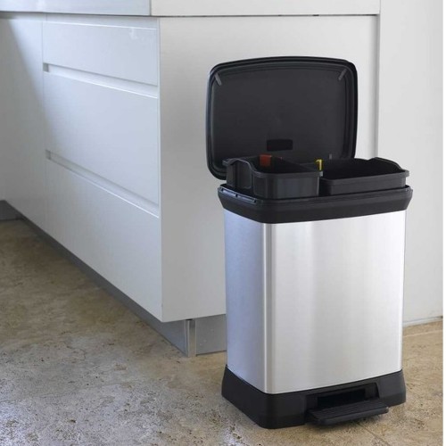 Curver Педальный металлический контейнер для мусора Deco Bin Duo 10+18 л серебристый image 2