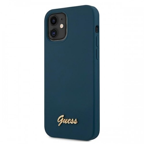 Guess GUHCP12SLSLMGBL iPhone 12 mini 5,4" niebieski|blue hardcase Metal Logo Script image 2