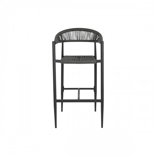 Stool Home ESPRIT Black Dark grey Aluminium Rattan 52 x 55 x 105 cm image 2