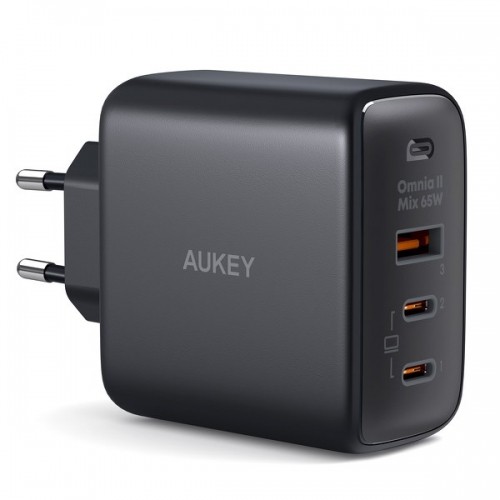 Aukey AUEKY Omnia II Mix PA-B6T Wall charger 1x USB 2x USB-C Power Delivery 3.0 65W Black image 2