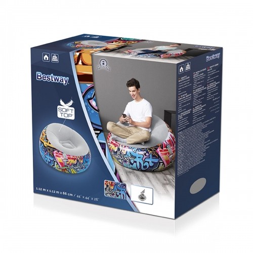 Inflatable Armchair Bestway Multicolour 112 x 112 x 66 cm Graffitti image 2
