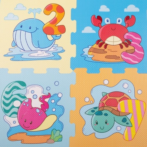 Color Baby Paklājiņš puzle Jūras dzīvnieki un cipari, 8 dab. (30 x 30 cm) Eva gumija, +10 mēn. CB47157 image 2