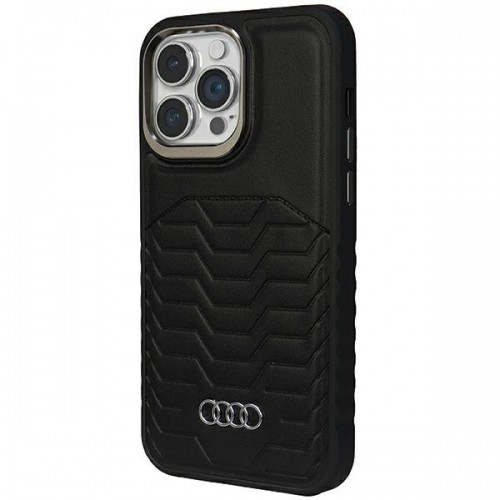 Audi Synthetic Leather MagSafe iPhone 15 Pro Max 6.7" czarny|black hardcase AU-TPUPCMIP15PM-GT|D3-BK image 2