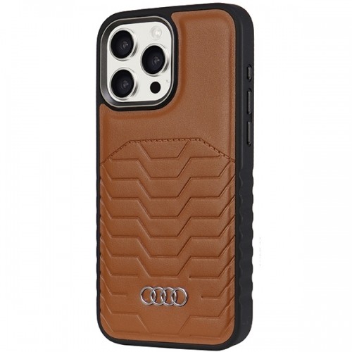 Audi Synthetic Leather MagSafe iPhone 15 Pro Max 6.7" brązowy|brown hardcase AU-TPUPCMIP15PM-GT|D3-BN image 2