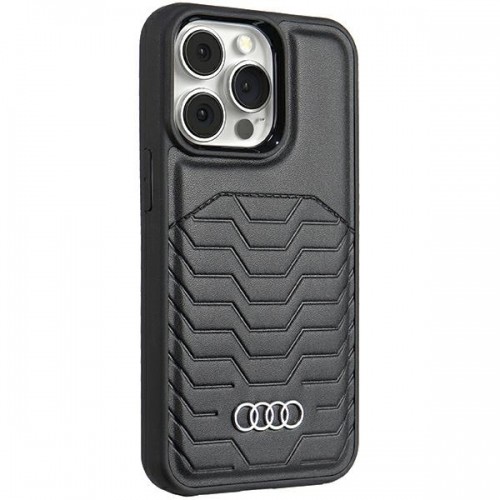 Audi Synthetic Leather MagSafe iPhone 15 Pro 6.1" czarny|black hardcase AU-TPUPCMIP15P-GT|D3-BK image 2