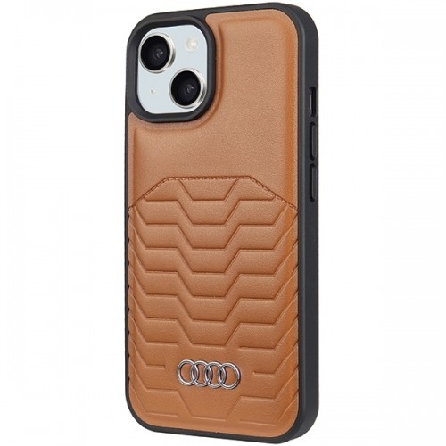 Audi Synthetic Leather MagSafe iPhone 15 Plus | 14 Plus 6.7" brązowy|brown hardcase AU-TPUPCMIP15M-GT|D3-BN image 2