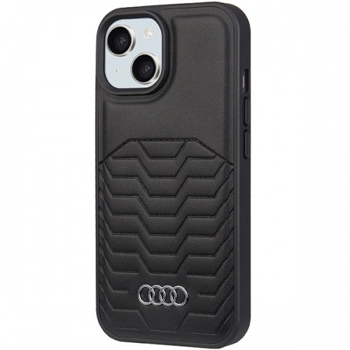 Audi Synthetic Leather MagSafe iPhone 15 | 14 | 13 6.1" czarny|black hardcase AU-TPUPCMIP15-GT|D3-BK image 2