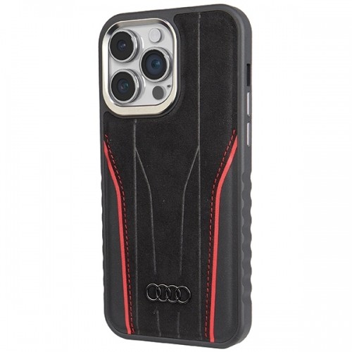 Audi Genuine Leather MagSafe iPhone 15 Pro 6.1" czarno-czerwony|black-red hardcase AU-TPUPCMIP15P-R8|D3-RD image 2