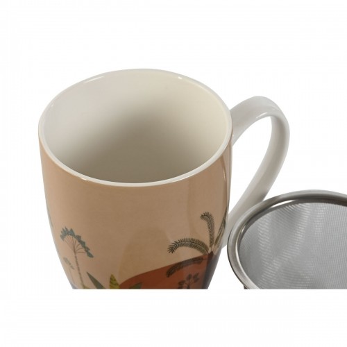 Cup with Tea Filter Home ESPRIT Blue Beige Terracotta Stainless steel Porcelain 380 ml (2 Units) image 2