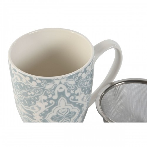 Tasīte ar Tējas Filtru Home ESPRIT Zils Bēšs Nerūsējošais tērauds Porcelāns 380 ml (2 gb.) image 2