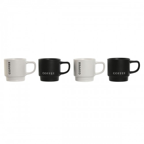 4 Piece Mug Set Home ESPRIT White Black Metal Porcelain 380 ml 13 x 9 x 9 cm image 2