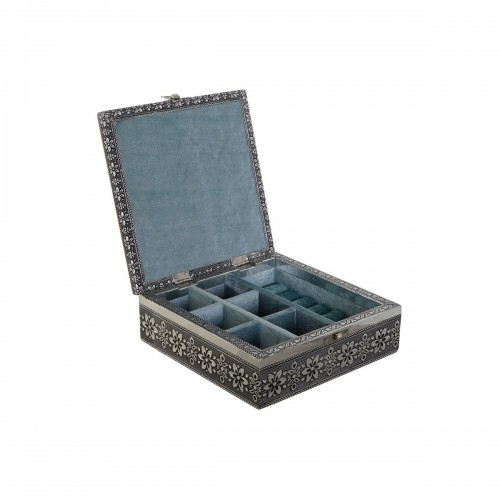Jewelry box DKD Home Decor Silver Sky blue Wood Aluminium 18 x 18 x 6 cm image 2