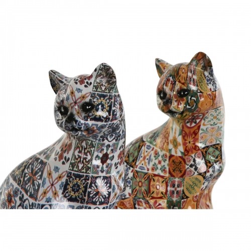 Decorative Figure Home ESPRIT Multicolour Cat Mediterranean 11 x 10 x 16 cm (2 Units) image 2