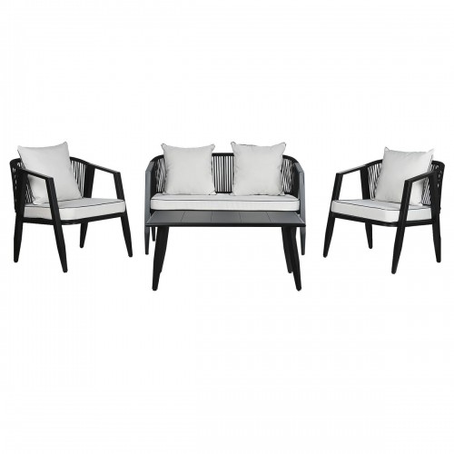 Table Set with 3 Armchairs Home ESPRIT Black Crystal Steel 123 x 66 x 72 cm image 2