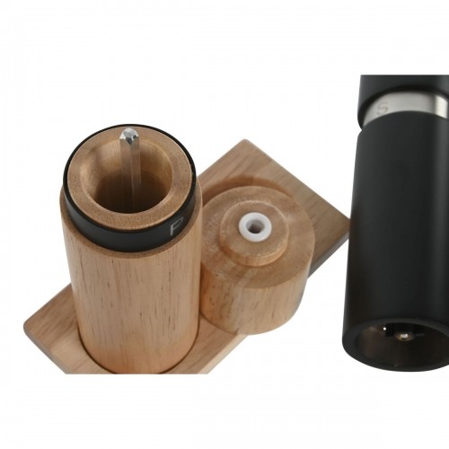 Salt and Pepper Shakers Home ESPRIT Black Natural Stainless steel Rubber wood 14 x 7 x 16,5 cm image 2