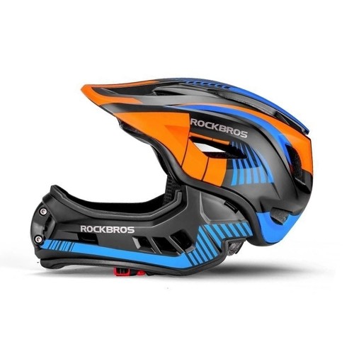Children's bicycle helmet with detachable visor Rockbros TT-32SOBL-S size S - black and orange image 2