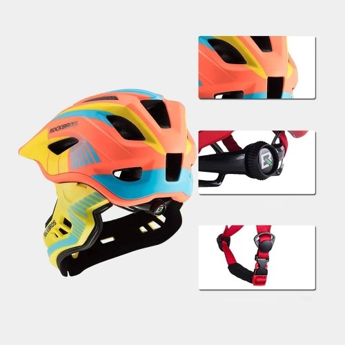 Children's bicycle helmet with detachable visor Rockbros TT-32SOYB-M size M - yellow-orange image 2