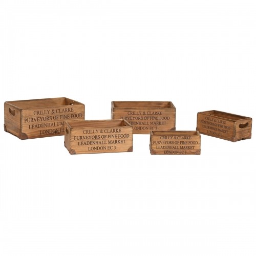 Storage boxes Home ESPRIT Brown Metal Fir wood 35 x 22 x 15 cm 5 Pieces image 2