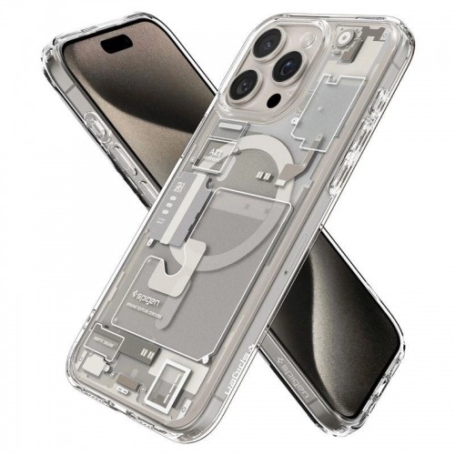 Spigen Ultra Hybrid Mag case with MagSafe for iPhone 15 Pro - natural titanium (Zero One pattern) image 2