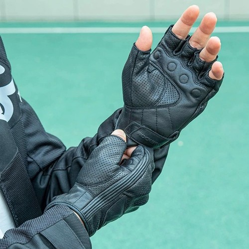 Rockbros 16220006002 M leather motorcycle gloves - black image 2