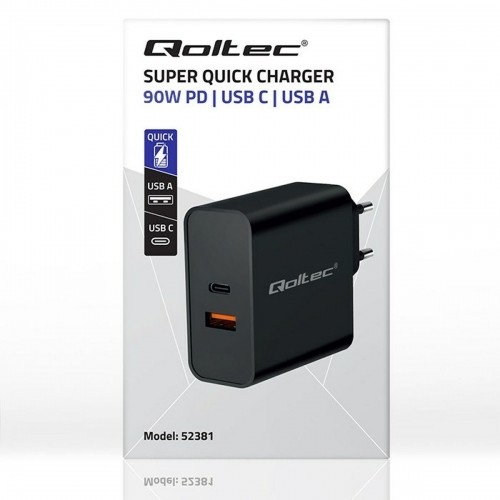 Сетевое зарядное устройство Qoltec 52381 Чёрный 90 W (1 штук) image 2