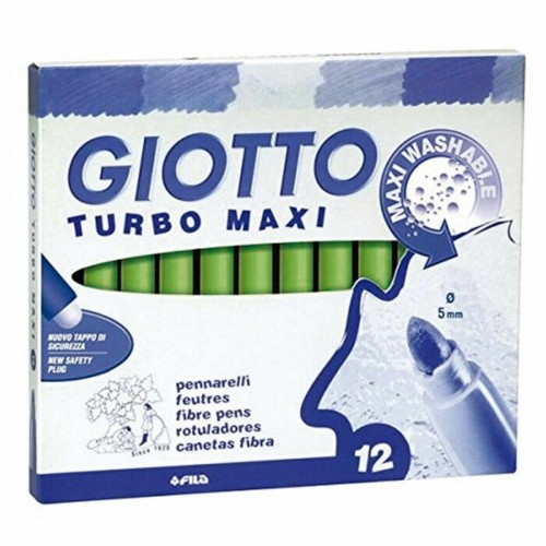 Set of Felt Tip Pens Giotto Turbo Maxi Light Green (5 Units) image 2