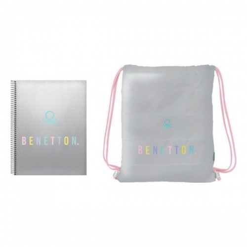 Stationery Set Benetton Silver Silver A4 2 Pieces image 2