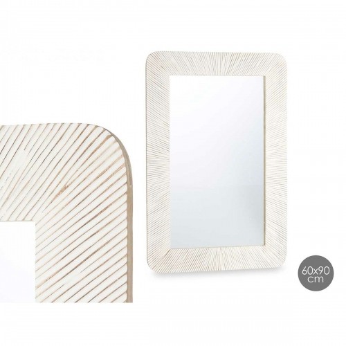 Wall mirror White Brown Mango wood Stripes 90 x 60 x 2 cm image 2