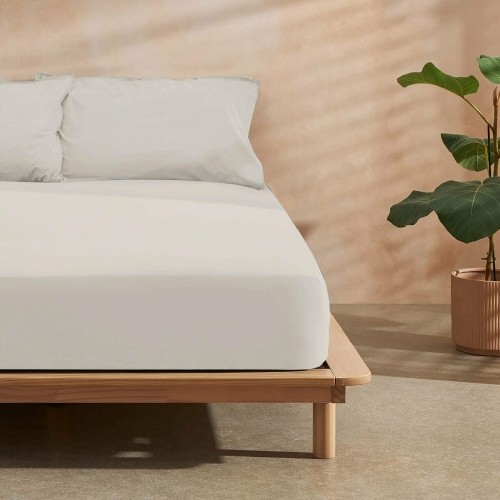 Fitted bottom sheet Decolores Liso Beige 200 x 200 cm Smooth image 2