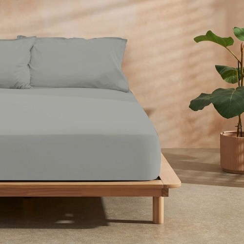 Fitted bottom sheet Decolores Liso Steel 200 x 200 cm Smooth image 2
