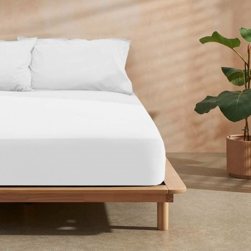 Fitted bottom sheet Decolores Liso White 200 x 200 cm Smooth image 2