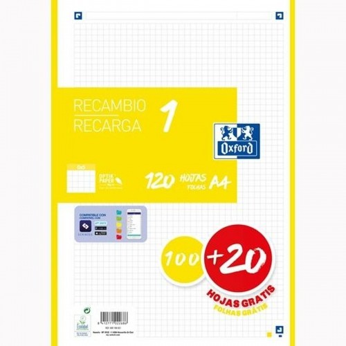 Grid sheets Oxford Classic Yellow A4 120 Sheets Replacement (13 Units) image 2