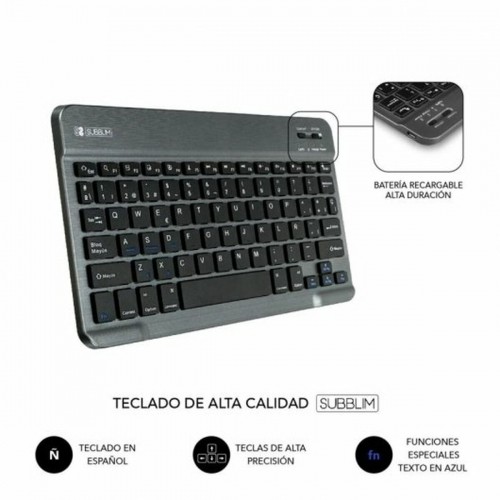 Bluetooth-клавиатура с подставкой для планшета Subblim SUBKT3-BTL200 Чёрный Испанская Qwerty image 2