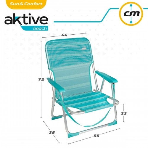 Beach Chair Aktive Turquoise 44 x 72 x 35 cm Aluminium Foldable (4 Units) image 2