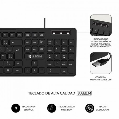 Цифровая клавиатура Subblim SUBKBC-0SSK50 Чёрный Испанская Qwerty QWERTY image 2