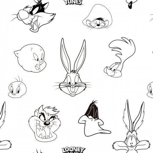 Пододеяльник Looney Tunes Looney B&W Белый black 155 x 220 cm image 2