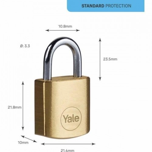 Key padlock Yale Steel Rectangular Golden (4 Units) image 2
