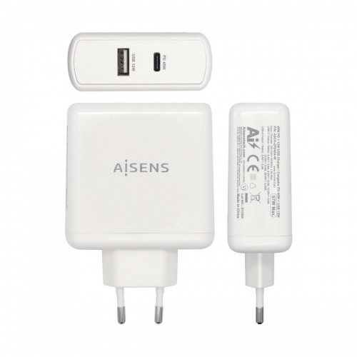 Автомобильное зарядное устройство с USB-портами Aisens ASCH-2PD45A-W 57 W Белый USB-C image 2